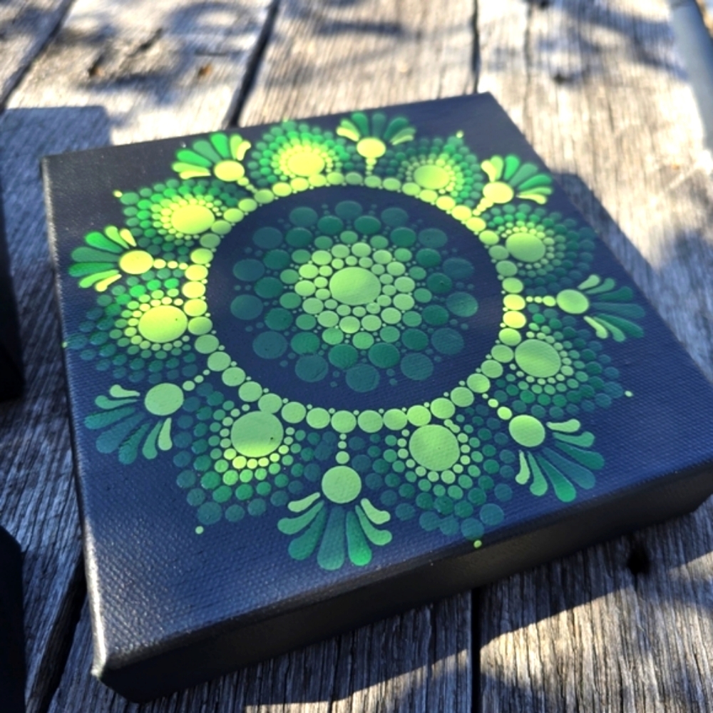 Original Art Mandala Canvas Hand Painted Boho Hippie Eclectic Aesthetic DotArt - Picture 6 of 9